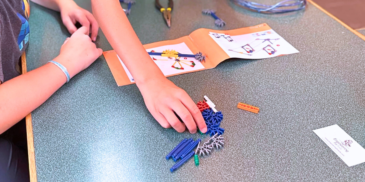 Kids Constructing Bridges Using K'NEX Toys for STEM Learning